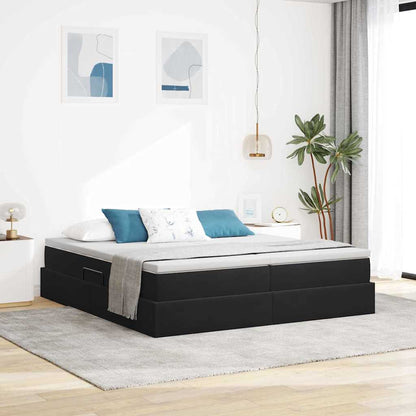 vidaXL Lit coffre avec matelas Velours Noir 200 x 200 cm