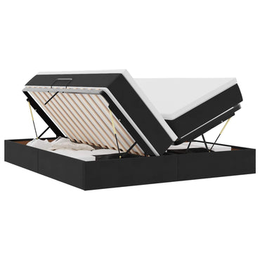 vidaXL Lit coffre avec matelas Velours Noir 200 x 200 cm