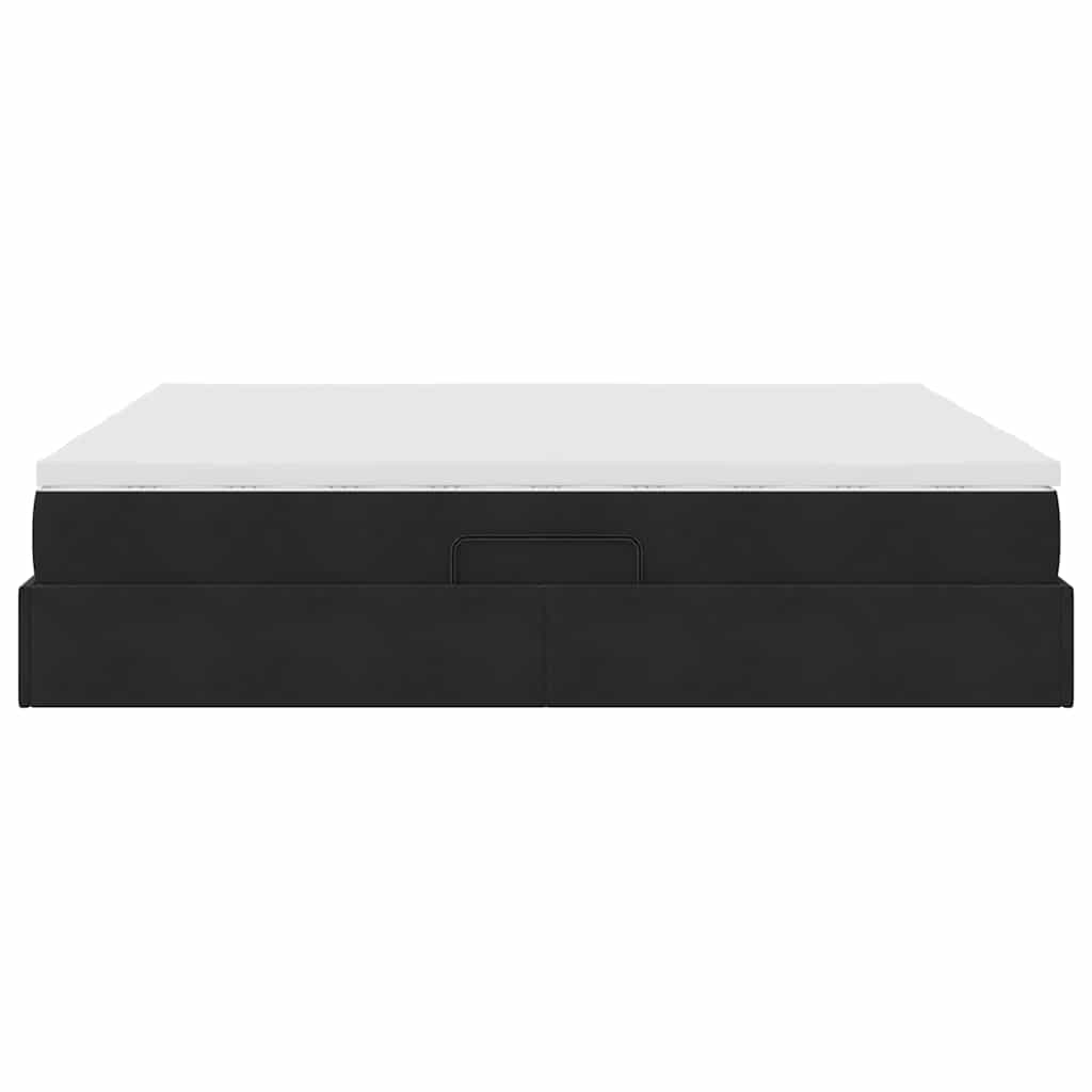 vidaXL Lit coffre avec matelas Velours Noir 200 x 200 cm