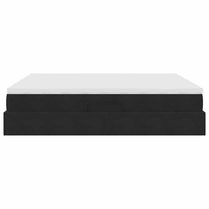 vidaXL Lit coffre avec matelas Velours Noir 200 x 200 cm