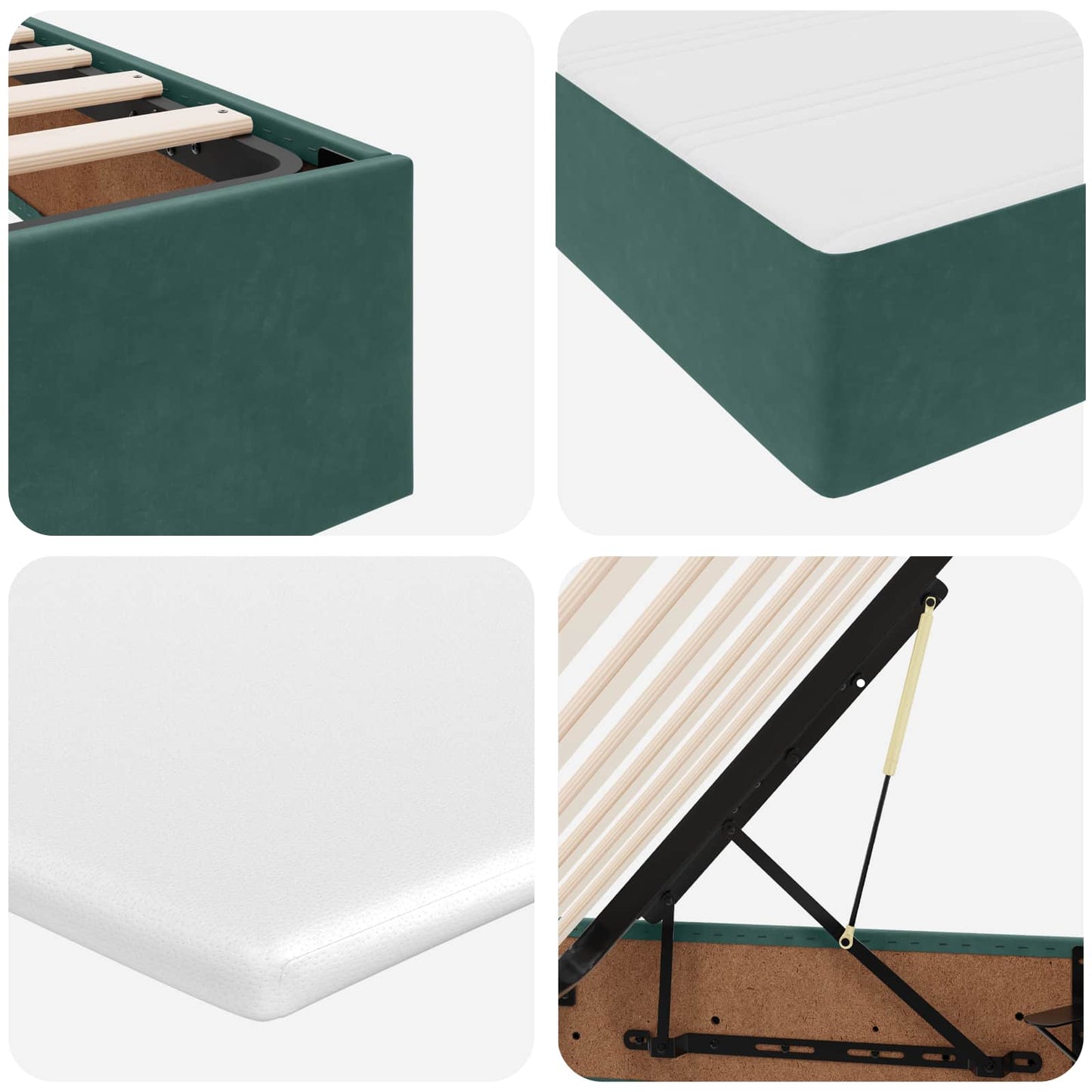 Aufbewahrungsbett mit Matratze Dunkelgrün 200 x 200 cm Samt