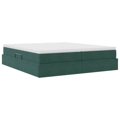 Aufbewahrungsbett mit Matratze Dunkelgrün 200 x 200 cm Samt