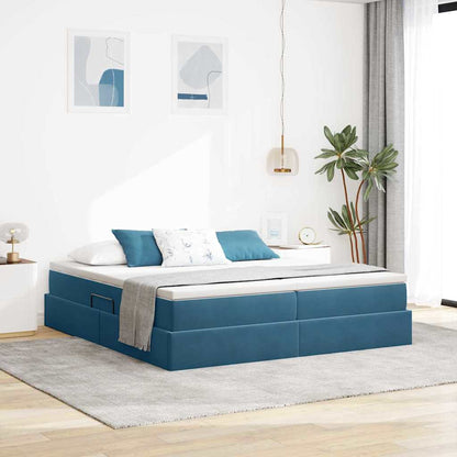 vidaXL Lit de rangement avec matelas bleu foncé 200 x 200 cm velours