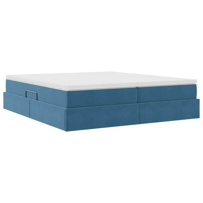 vidaXL Lit de rangement avec matelas bleu foncé 200 x 200 cm velours