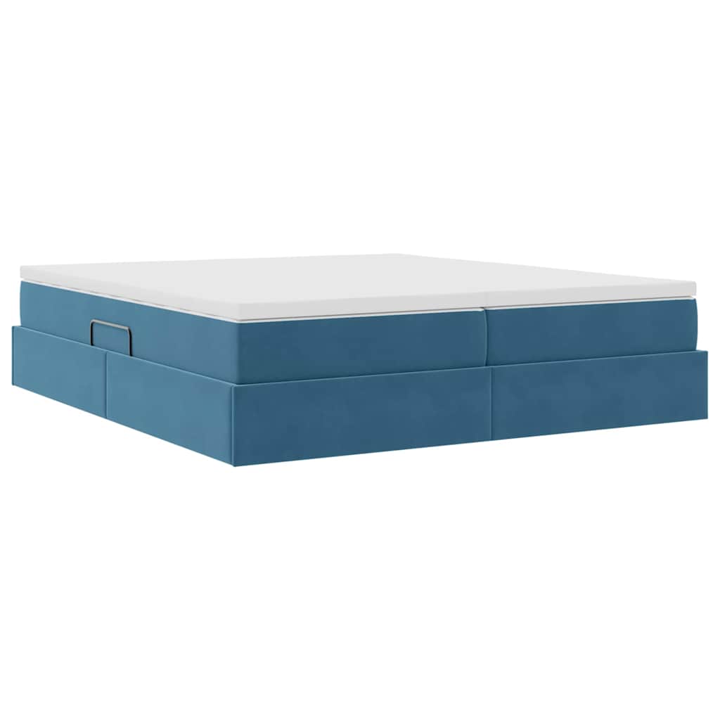 vidaXL Lit de rangement avec matelas bleu foncé 200 x 200 cm velours