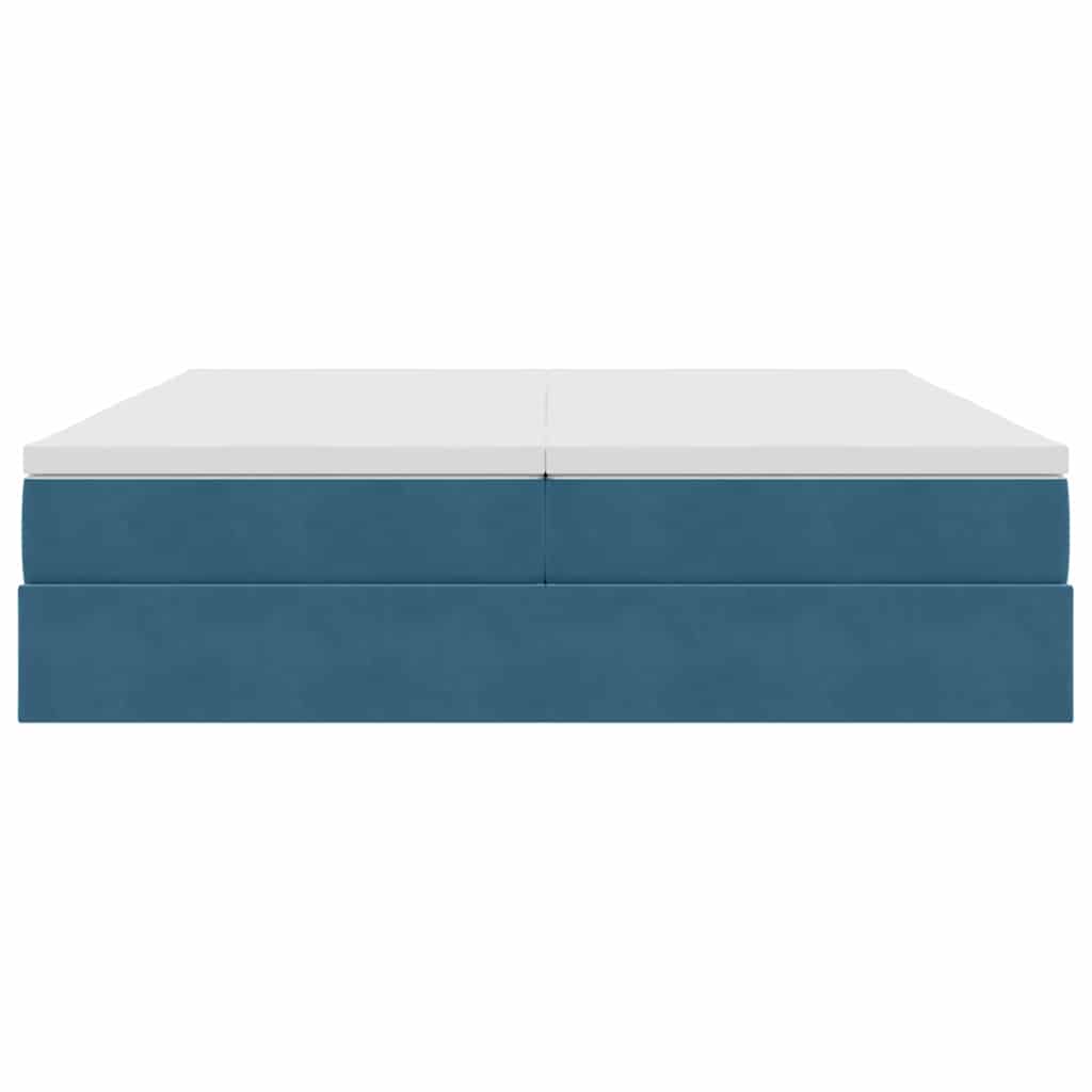 vidaXL Lit de rangement avec matelas bleu foncé 200 x 200 cm velours
