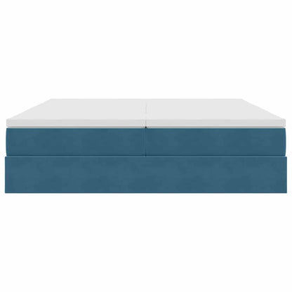 vidaXL Lit de rangement avec matelas bleu foncé 200 x 200 cm velours
