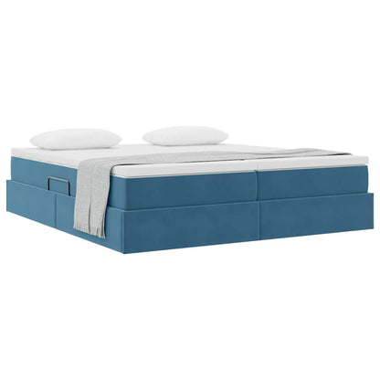 vidaXL Lit de rangement avec matelas bleu foncé 200 x 200 cm velours