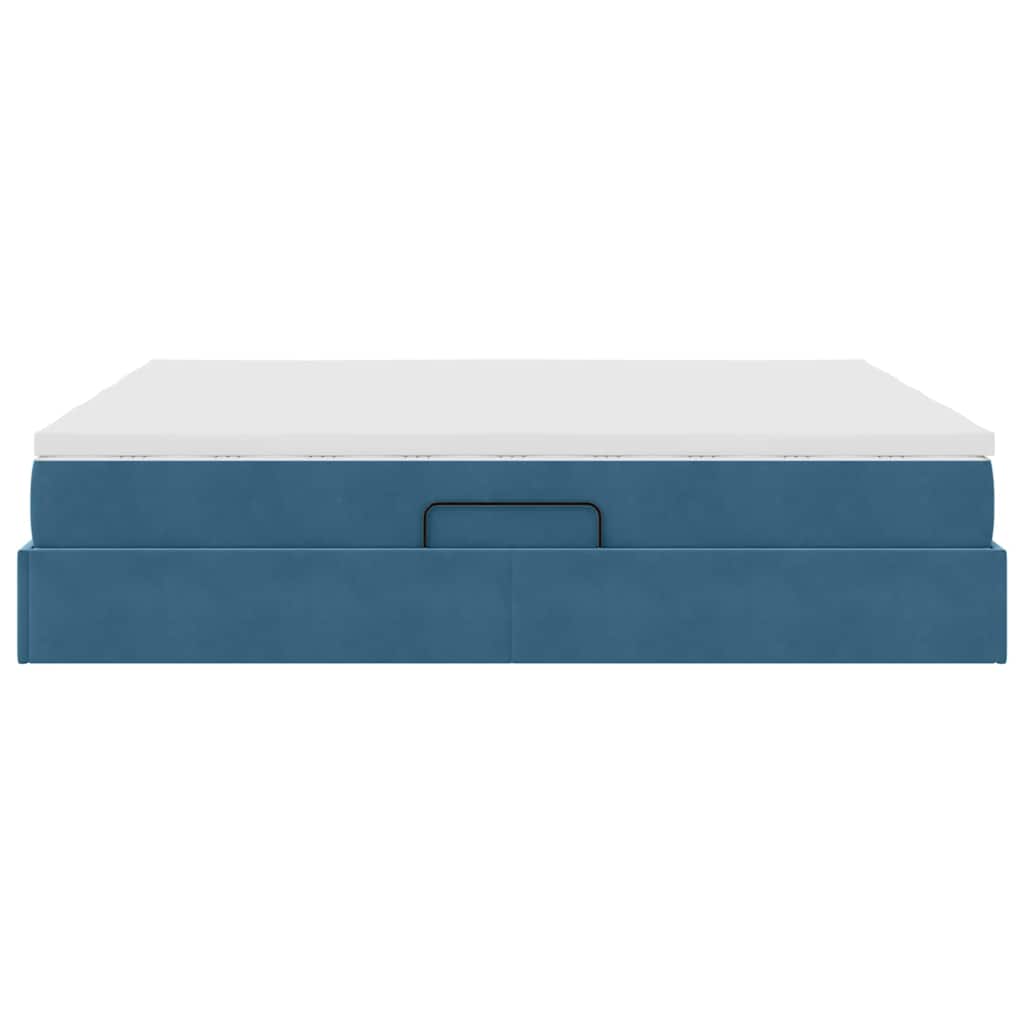 vidaXL Lit de rangement avec matelas bleu foncé 200 x 200 cm velours