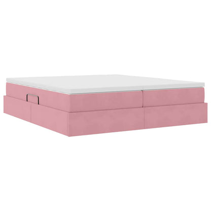 vidaXL Lit de rangement avec matelas rose 200 x 200 cm velours