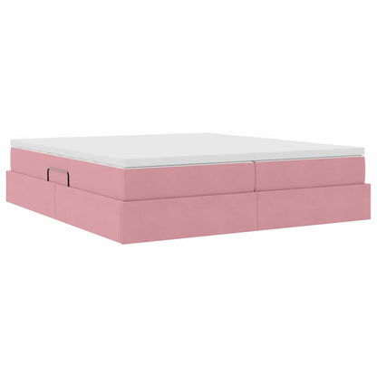 vidaXL Lit de rangement avec matelas rose 200 x 200 cm velours