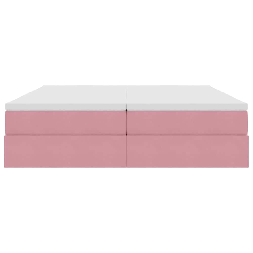 vidaXL Lit de rangement avec matelas rose 200 x 200 cm velours