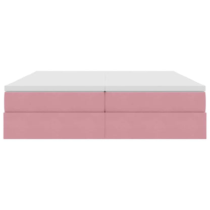 vidaXL Lit de rangement avec matelas rose 200 x 200 cm velours
