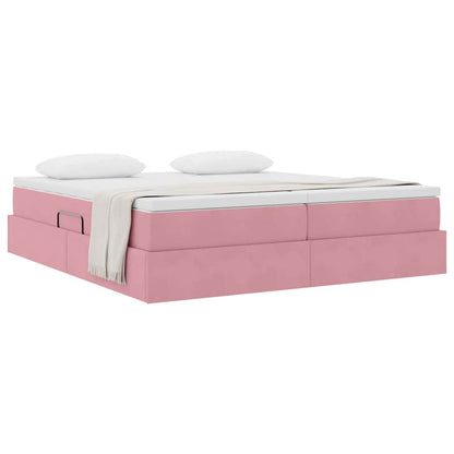 vidaXL Lit de rangement avec matelas rose 200 x 200 cm velours