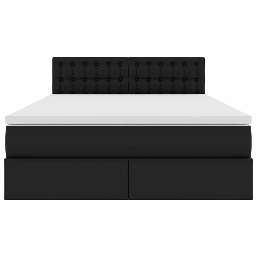 Aufbewahrungsbett mit Matratze Schwarz 140 x 200 cm Kunstleder