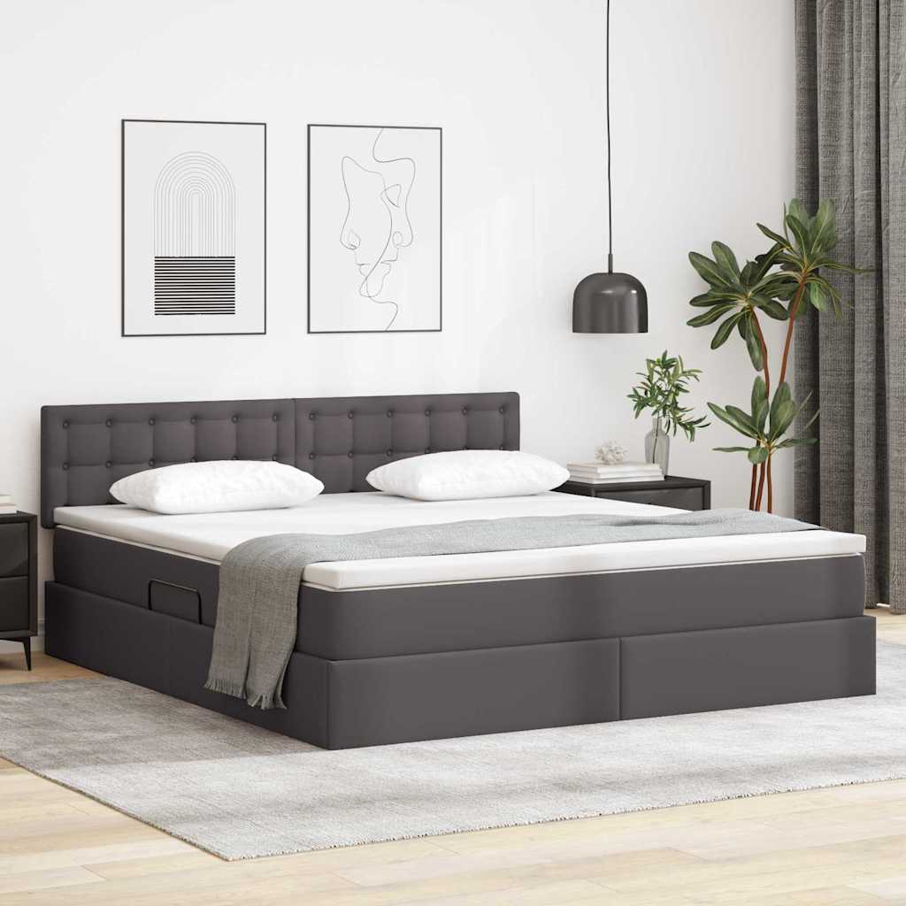 vidaXL Aufbewahrungsbett mit Matratze Grau 160 x 200 cm Kunstleder