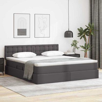 vidaXL Aufbewahrungsbett mit Matratze Grau 160 x 200 cm Kunstleder