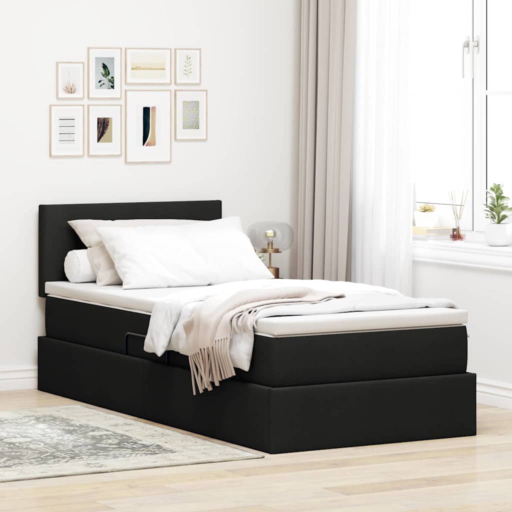 vidaXL Aufbewahrungsbett mit Matratze mit Matratze Schwarz 90 x 200 cm