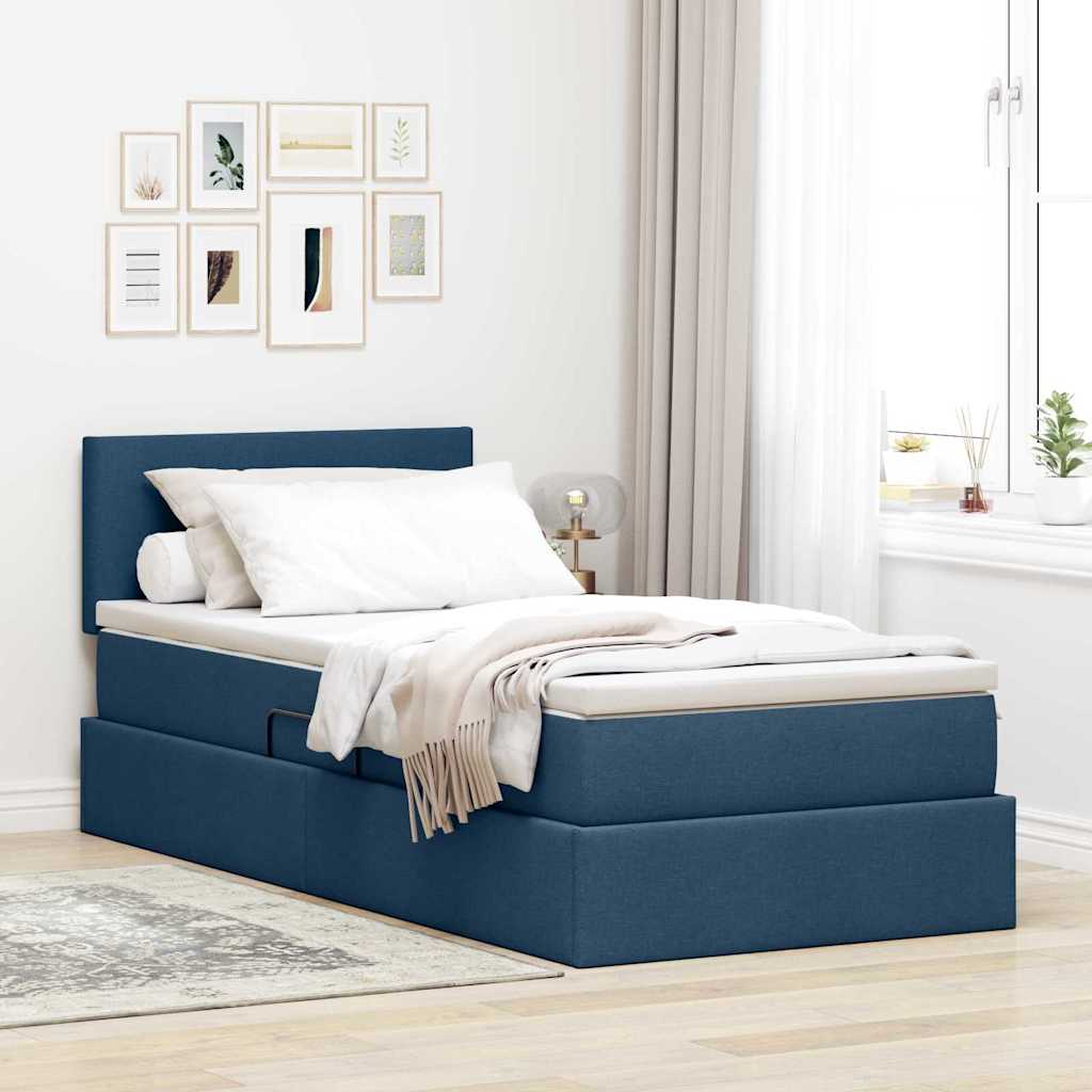 vidaXL Aufbewahrungsbett mit Matratze Blau 90 x 200 cm Holzwerkstoff