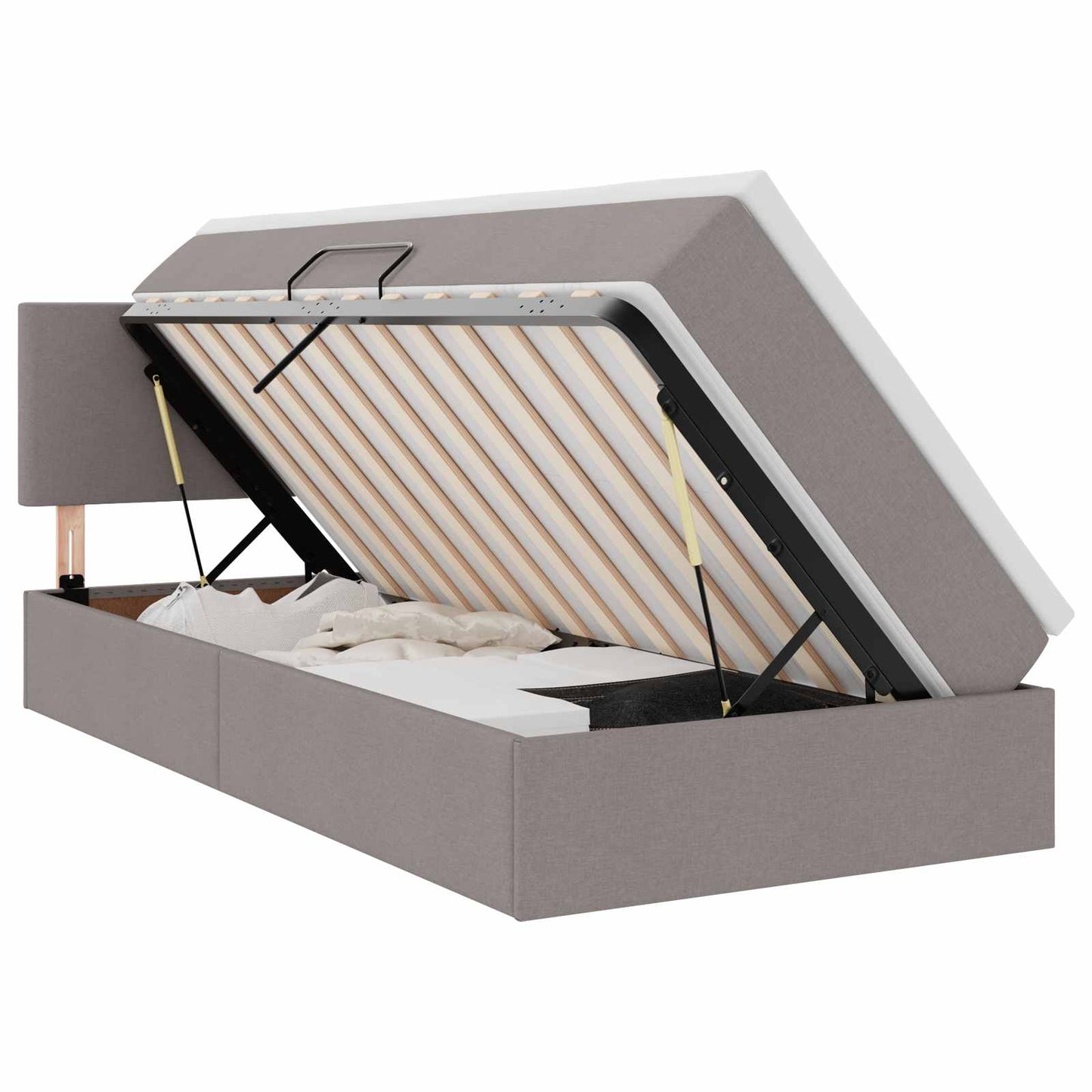 vidaXL Aufbewahrungsbett mit Matratze Taupe 100 x 200 cm Holzwerkstoff