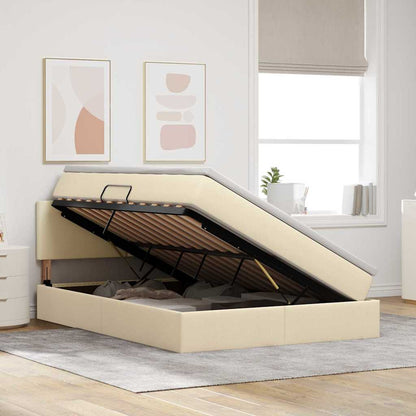 vidaXL Aufbewahrungsbett mit Matratze Creme 140 x 190 cm Holzwerkstoff