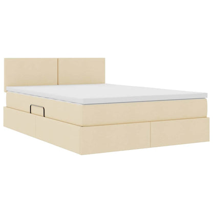 vidaXL Aufbewahrungsbett mit Matratze Creme 140 x 190 cm Holzwerkstoff
