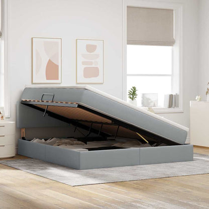 Aufbewahrungsbett mit Matratze Hellgrau 160 x 200 cm