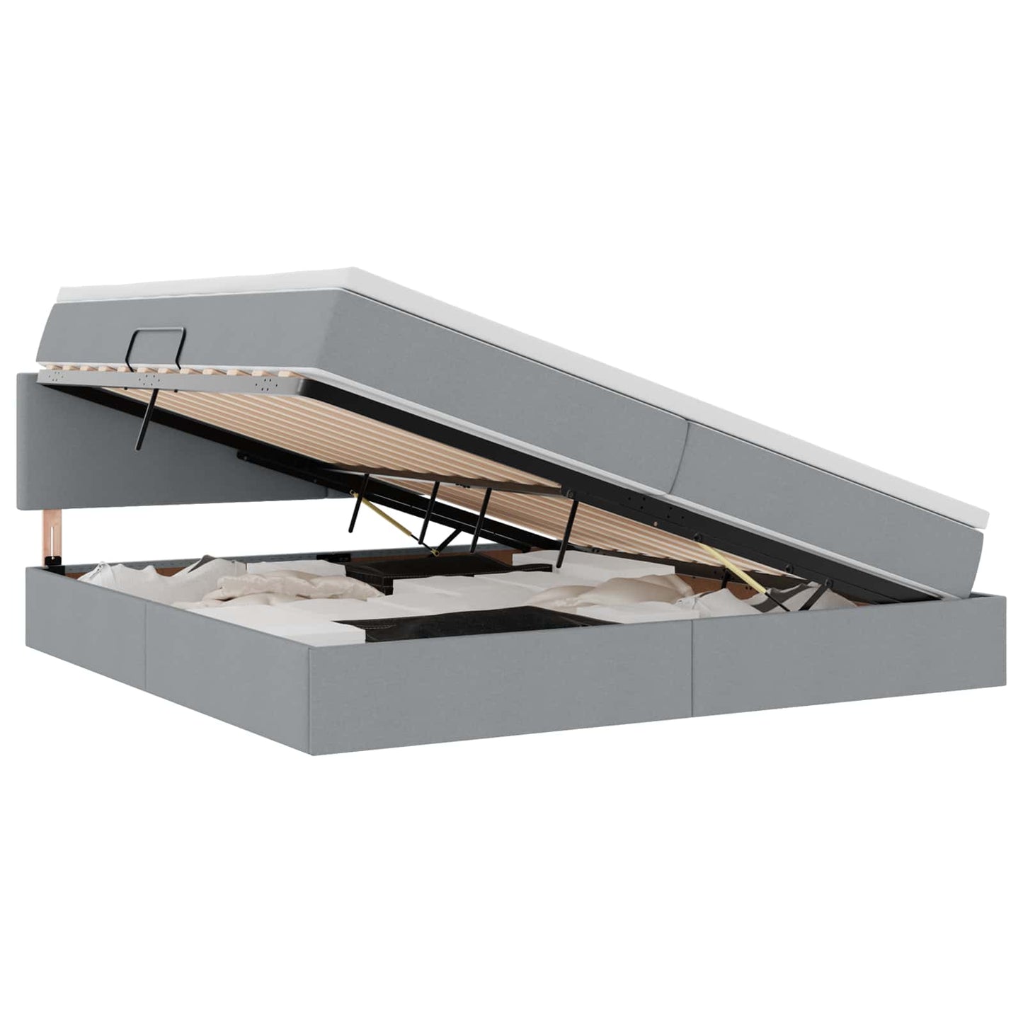 Aufbewahrungsbett mit Matratze Hellgrau 200 x 200 cm