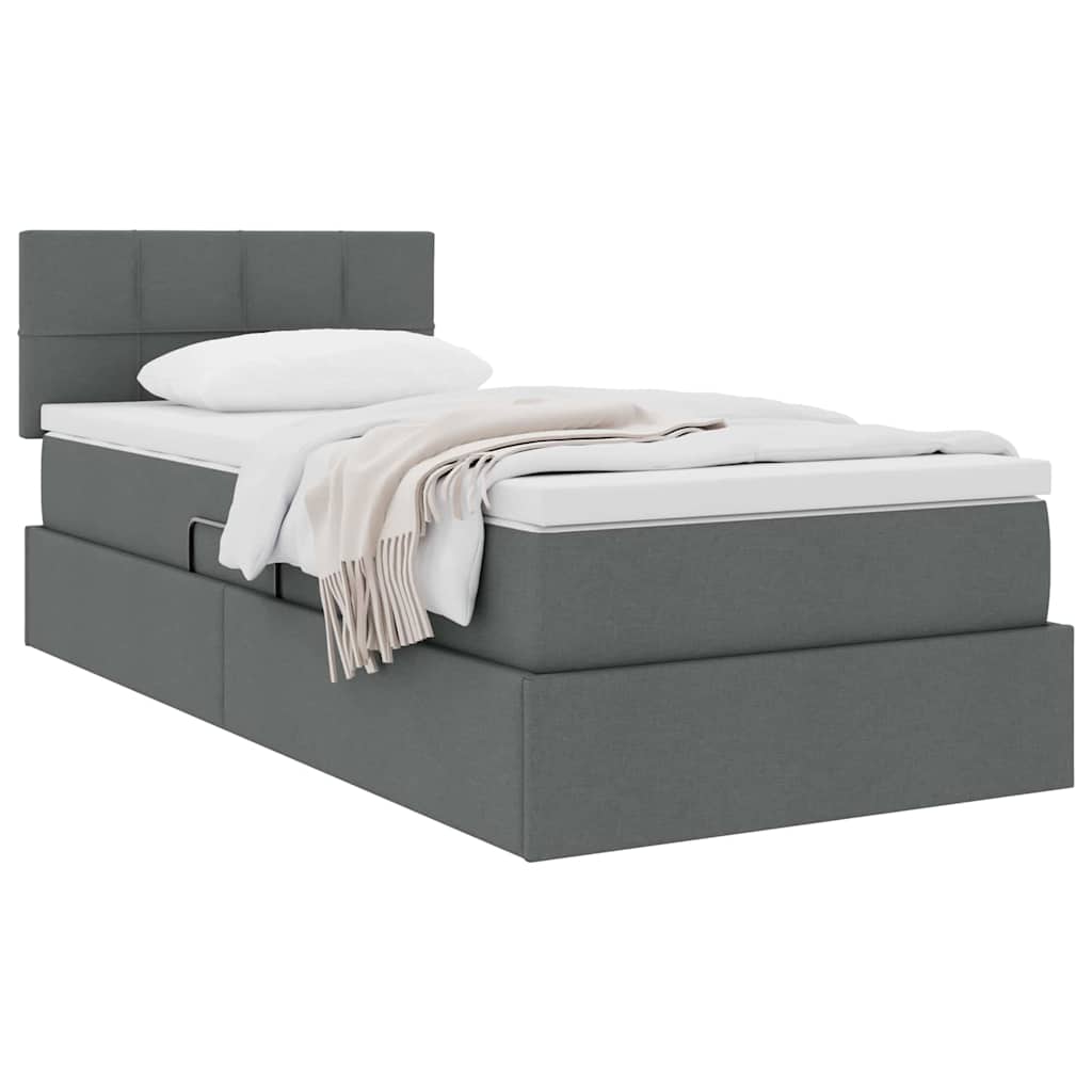 vidaXL Aufbewahrungsbett mit Matratze Dunkelgrau 90 x 190 cm