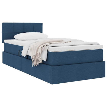 vidaXL Aufbewahrungsbett mit Matratze Blau 90 x 200 cm Holzwerkstoff