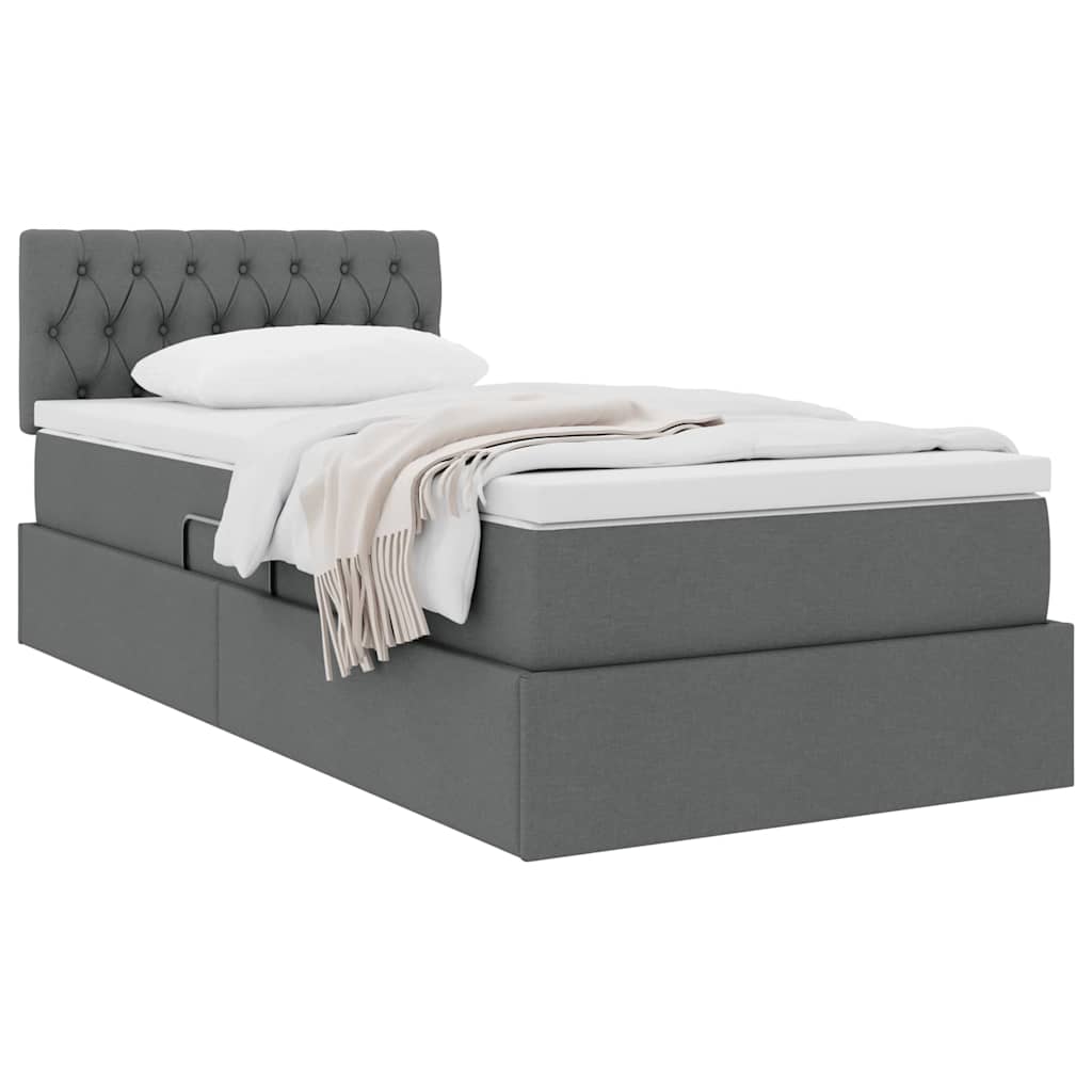 vidaXL Aufbewahrungsbett mit Matratze Dunkelgrau 90 x 190 cm