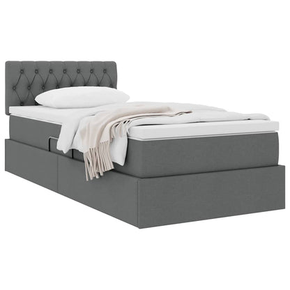 vidaXL Aufbewahrungsbett mit Matratze Dunkelgrau 90 x 190 cm