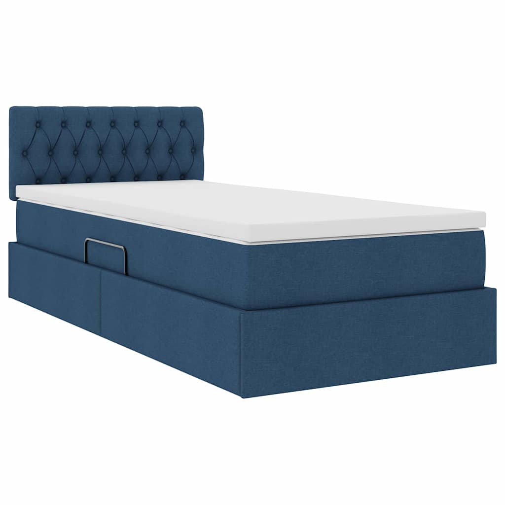 vidaXL Aufbewahrungsbett mit Matratze Blau 90 x 200 cm Holzwerkstoff