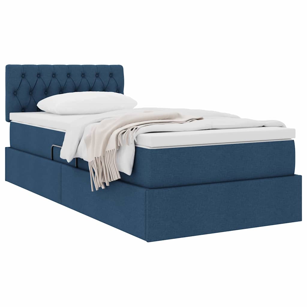 vidaXL Aufbewahrungsbett mit Matratze Blau 90 x 200 cm Holzwerkstoff
