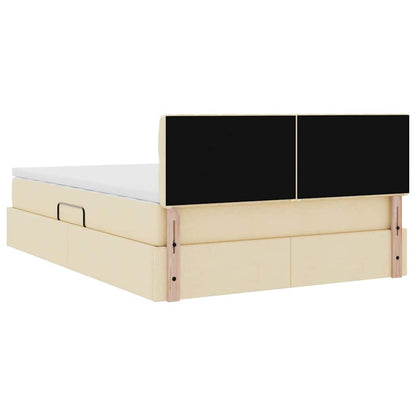 vidaXL Aufbewahrungsbett mit Matratze Creme 140 x 190 cm Holzwerkstoff