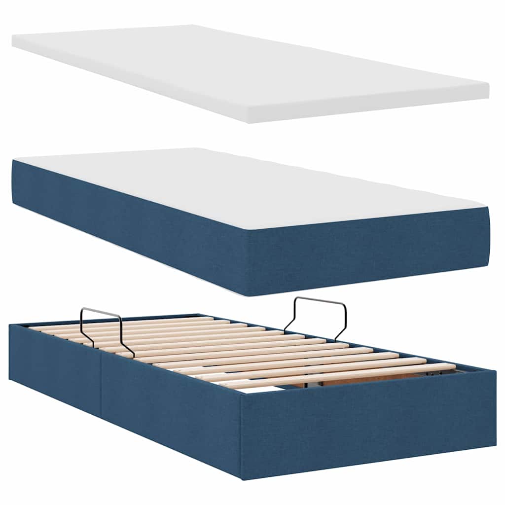 vidaXL Aufbewahrungsbett mit Matratze Blau 90 x 200 cm Holzwerkstoff