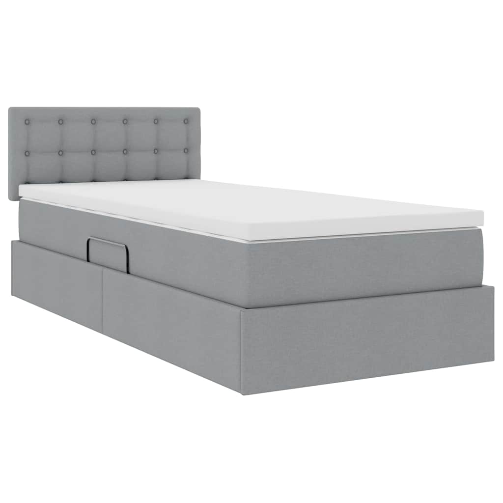 vidaXL Aufbewahrungsbett mit Matratze Hellgrau 100 x 200 cm