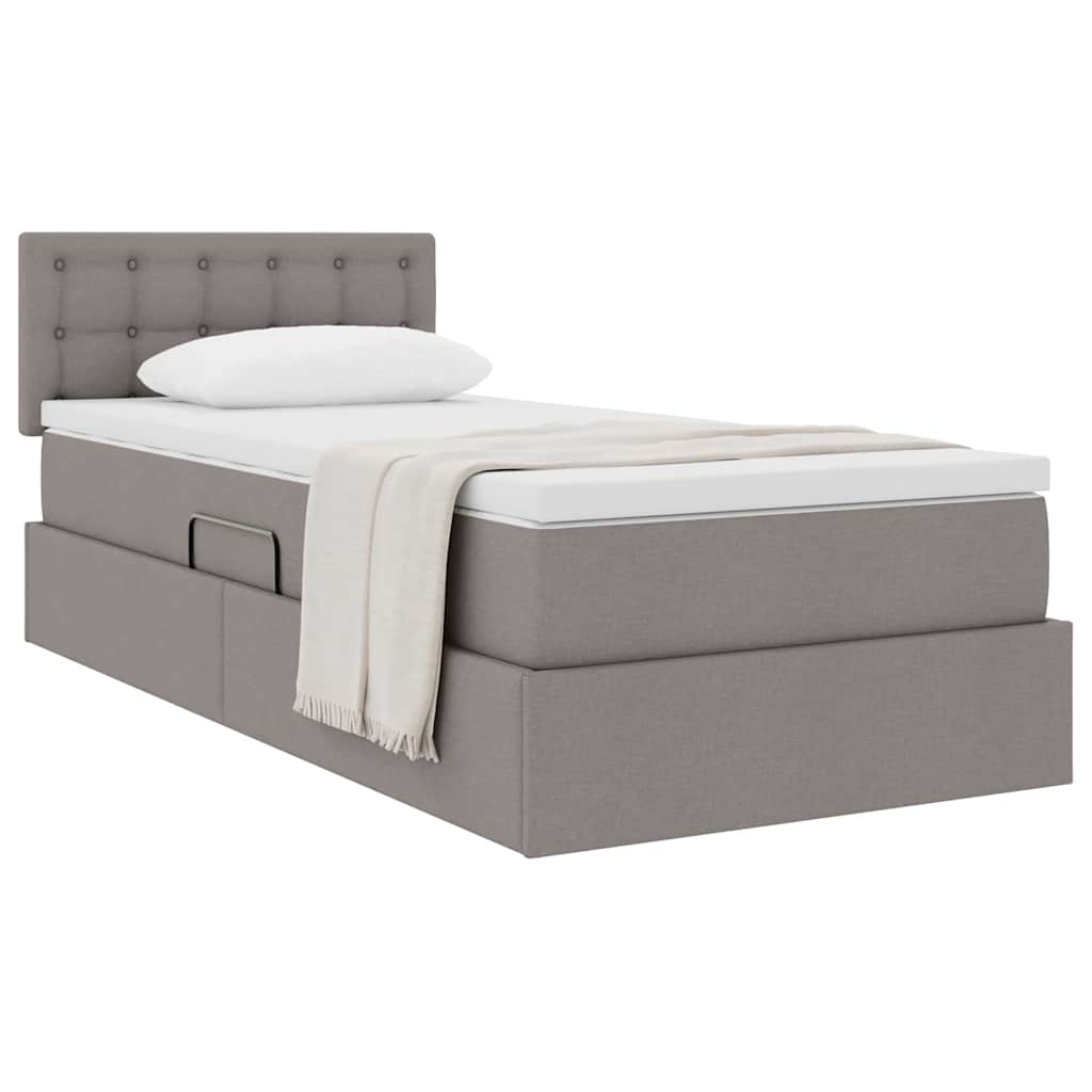 vidaXL Aufbewahrungsbett mit Matratze Taupe 100 x 200 cm Holzwerkstoff