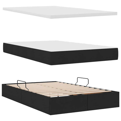 Aufbewahrungsbett mit Matratze Schwarz 120 x 200 cm