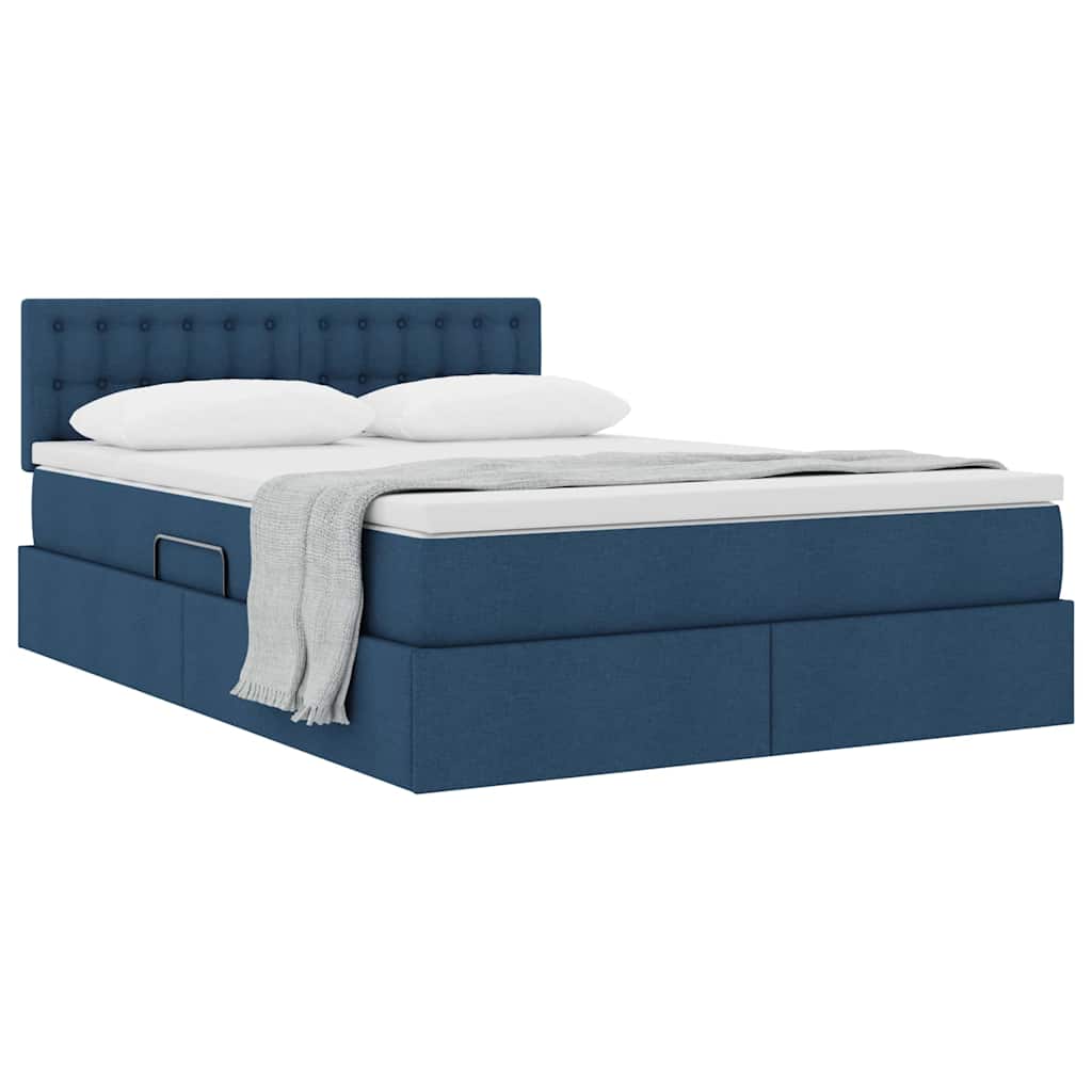 vidaXL Aufbewahrungsbett mit Matratze Blau 140 x 190 cm Holzwerkstoff