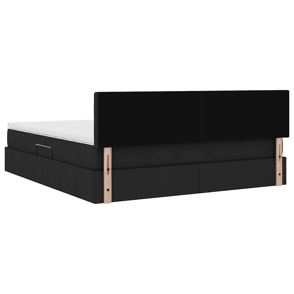 Aufbewahrungsbett mit Matratze Schwarz 180 x 200 cm