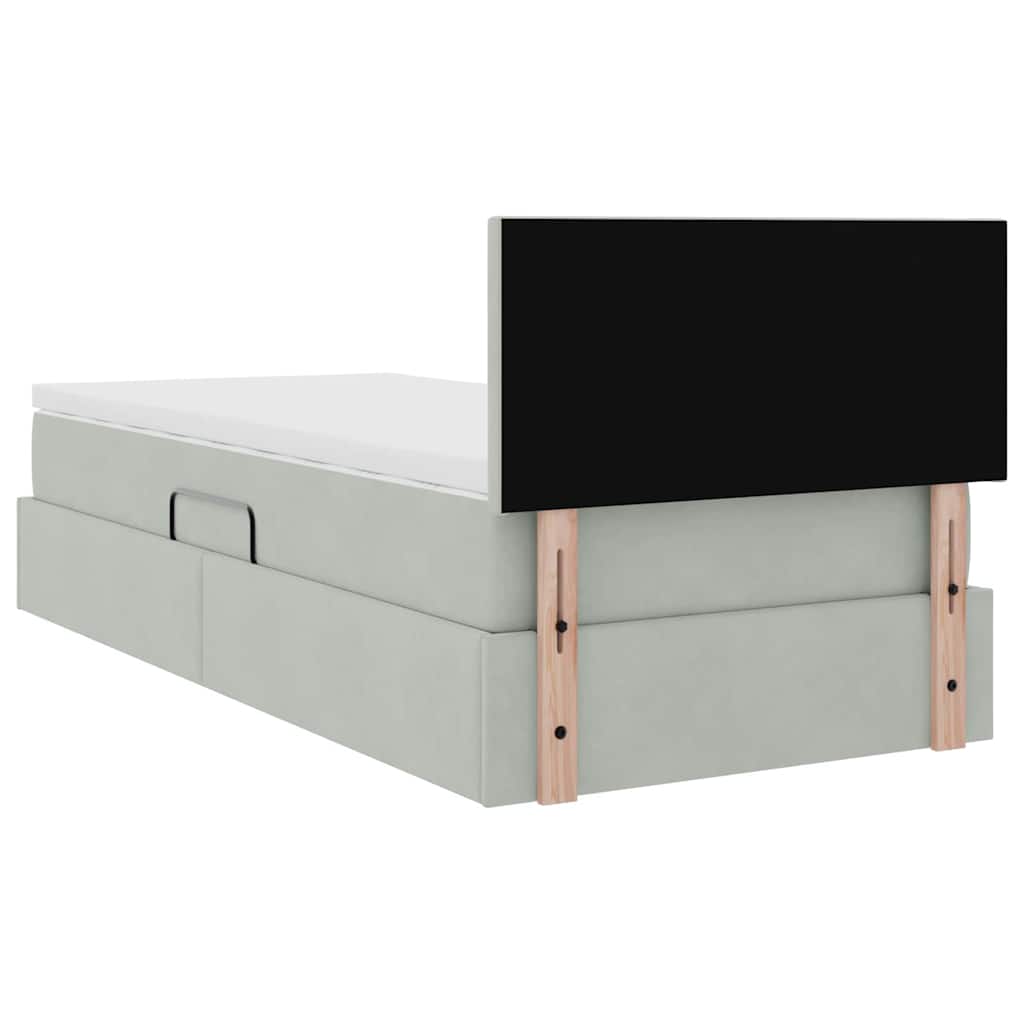 vidaXL Aufbewahrungsbett mit Matratze Hellgrau 90 x 190 cm Samt