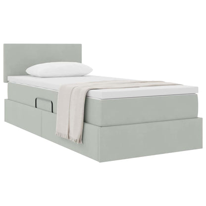 vidaXL Aufbewahrungsbett mit Matratze Hellgrau 90 x 190 cm Samt