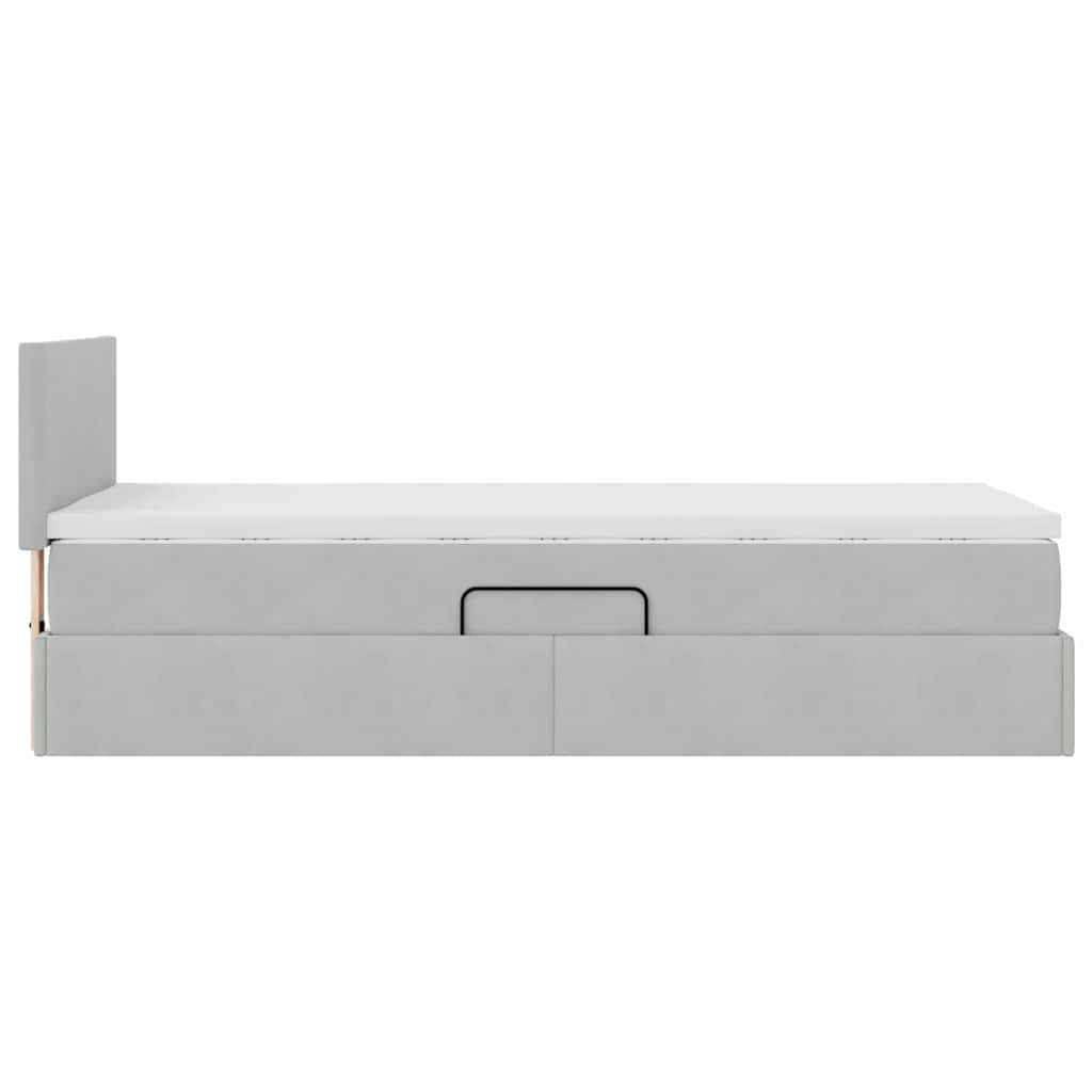 vidaXL Aufbewahrungsbett mit Matratze Hellgrau 90 x 190 cm Samt