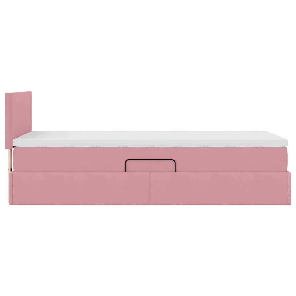 vidaXL Aufbewahrungsbett mit Matratze Rosa 90 x 190 cm Samt