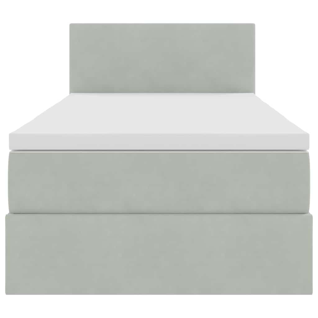 Aufbewahrungsbett mit Matratze Hellgrau 100 x 200 cm Samt