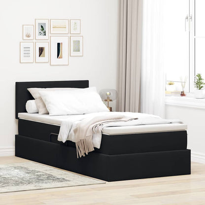 vidaXL Lit de rangement avec matelas Noir 100 x 200 cm Velours