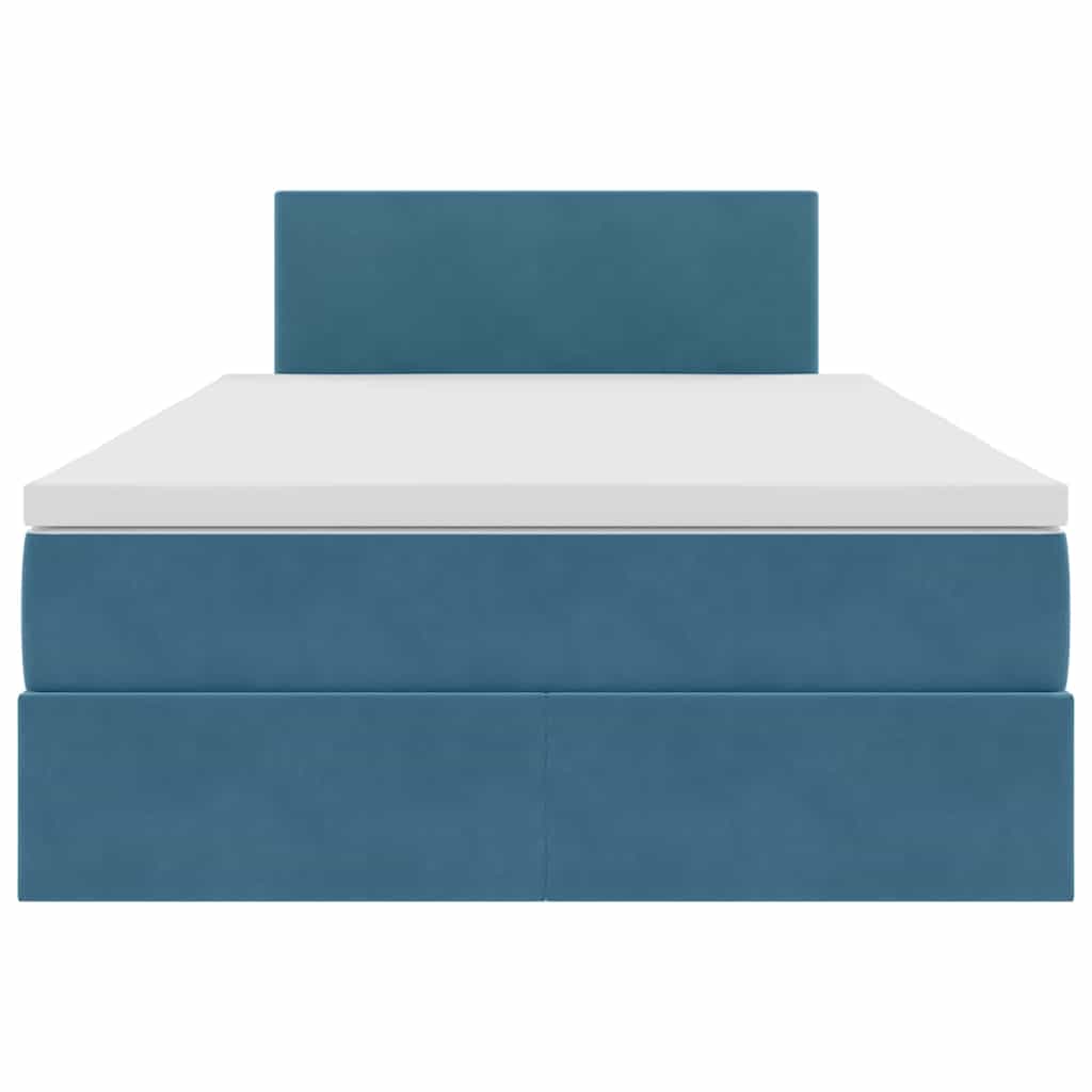 Aufbewahrungsbett mit Matratze Dunkelblau 120 x 200 cm Samt