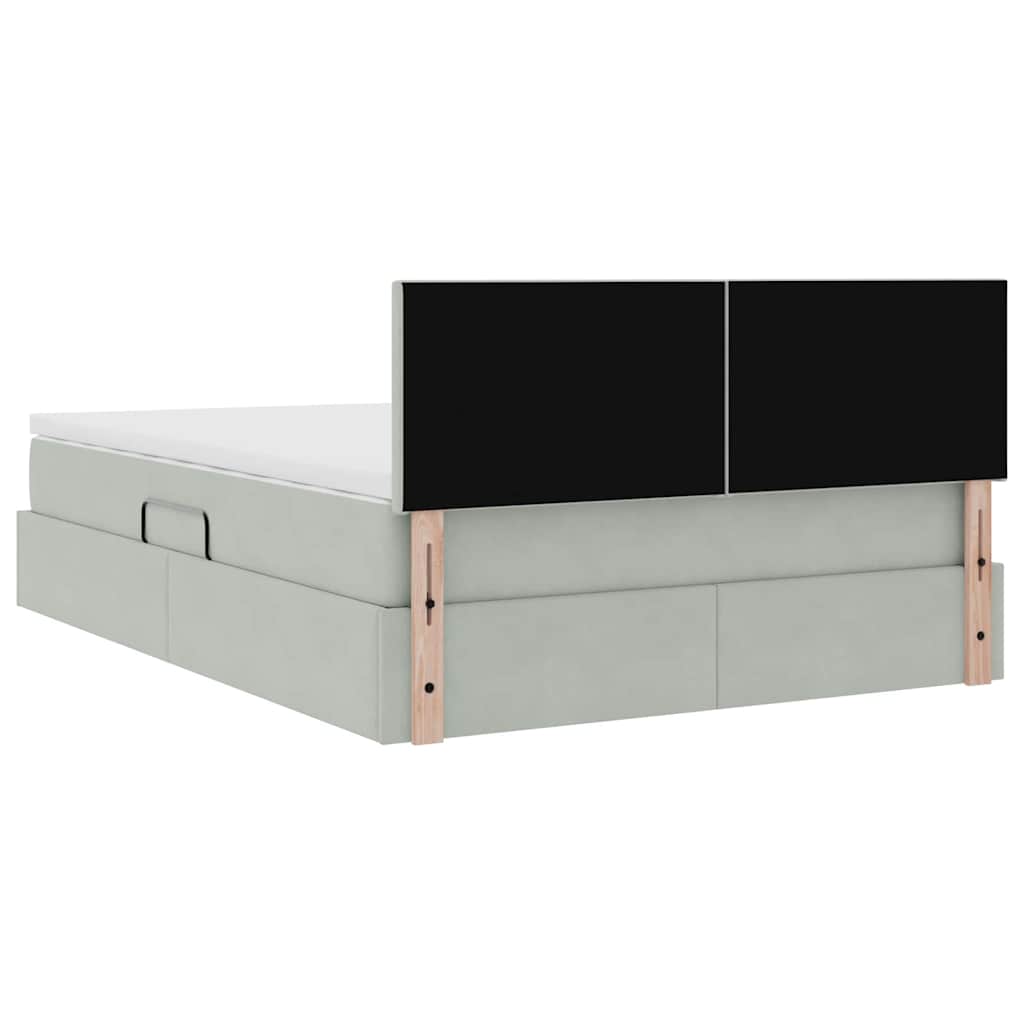 Aufbewahrungsbett mit Matratze Hellgrau 140 x 190 cm Samt