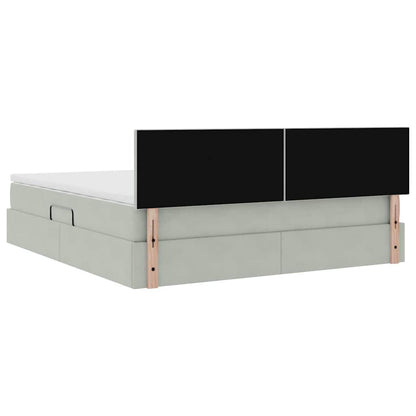 Aufbewahrungsbett mit Matratze Hellgrau 160 x 200 cm Samt